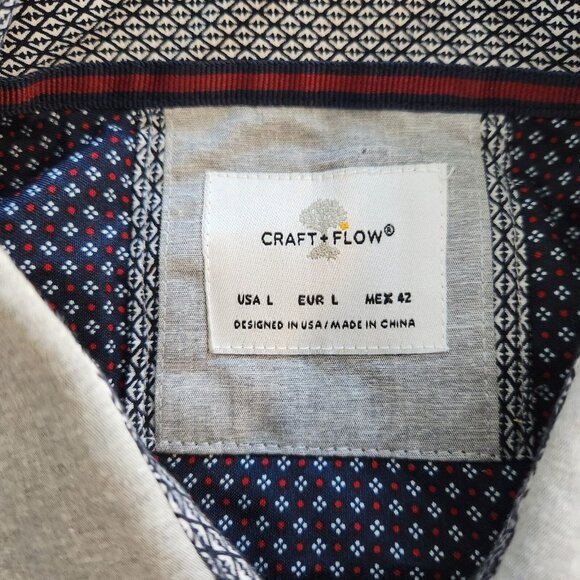 Craft + Flow Shirt Button Down Long Sleeve Gray Flip Cuffs Mens Large EUC - Picture 12 of 16